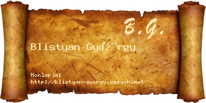 Blistyan György névjegykártya